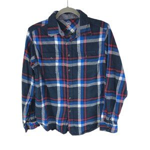 Wonder Nation Boys Flannel Shirt Button Down Plaid Pockets Blue XXL